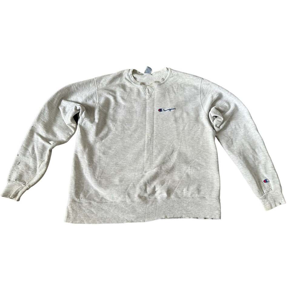 Vintage 90s Champion Embroidered Gray XL Crewneck USA Cotton Rayon Sweatshirt